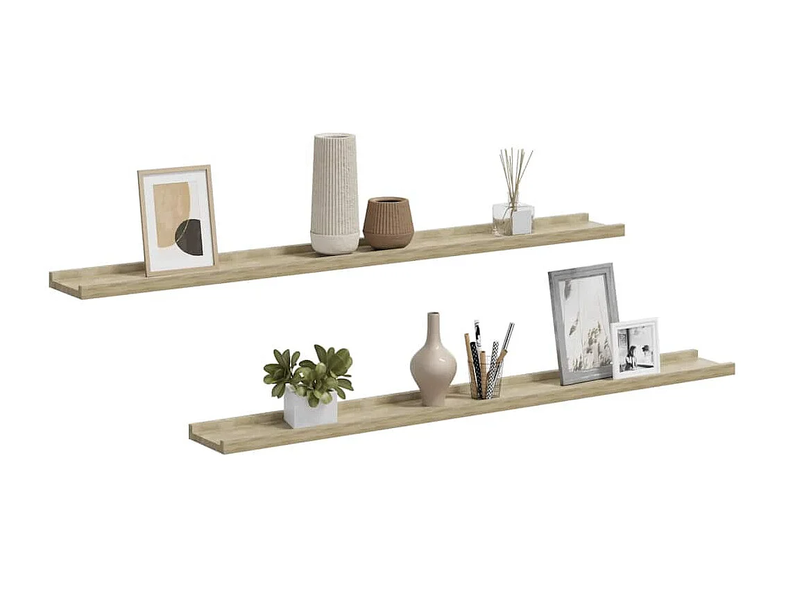 Étagères murales 2 pcs chêne sonoma 100x9x3 cm