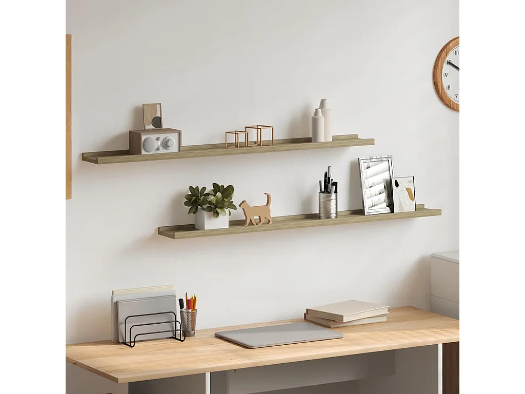 Wandregale 2 Stk. Sonoma-Eiche 100x9x3 cm