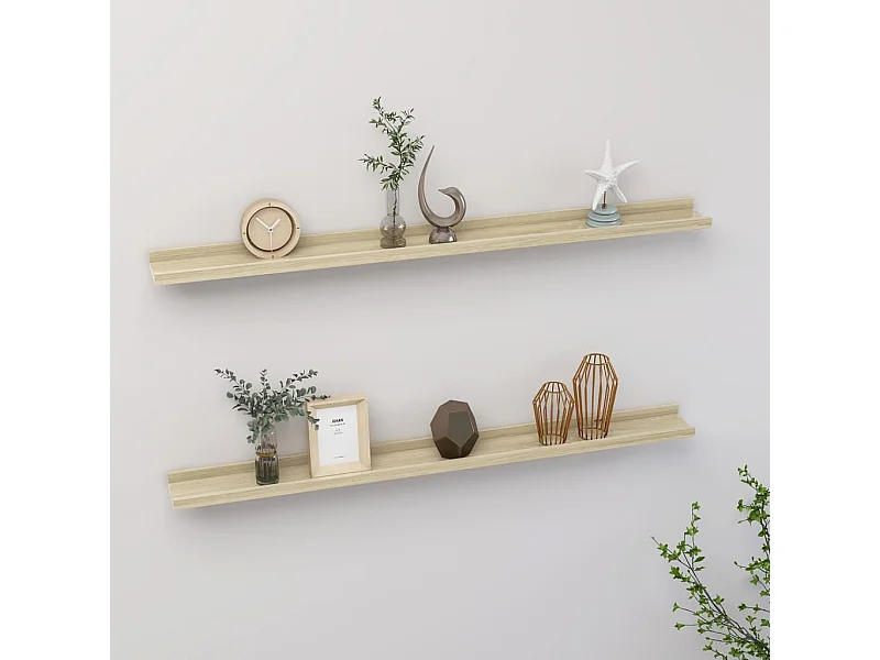 Wandschappen 2 st 100x9x3 cm sonoma eikenkleurig