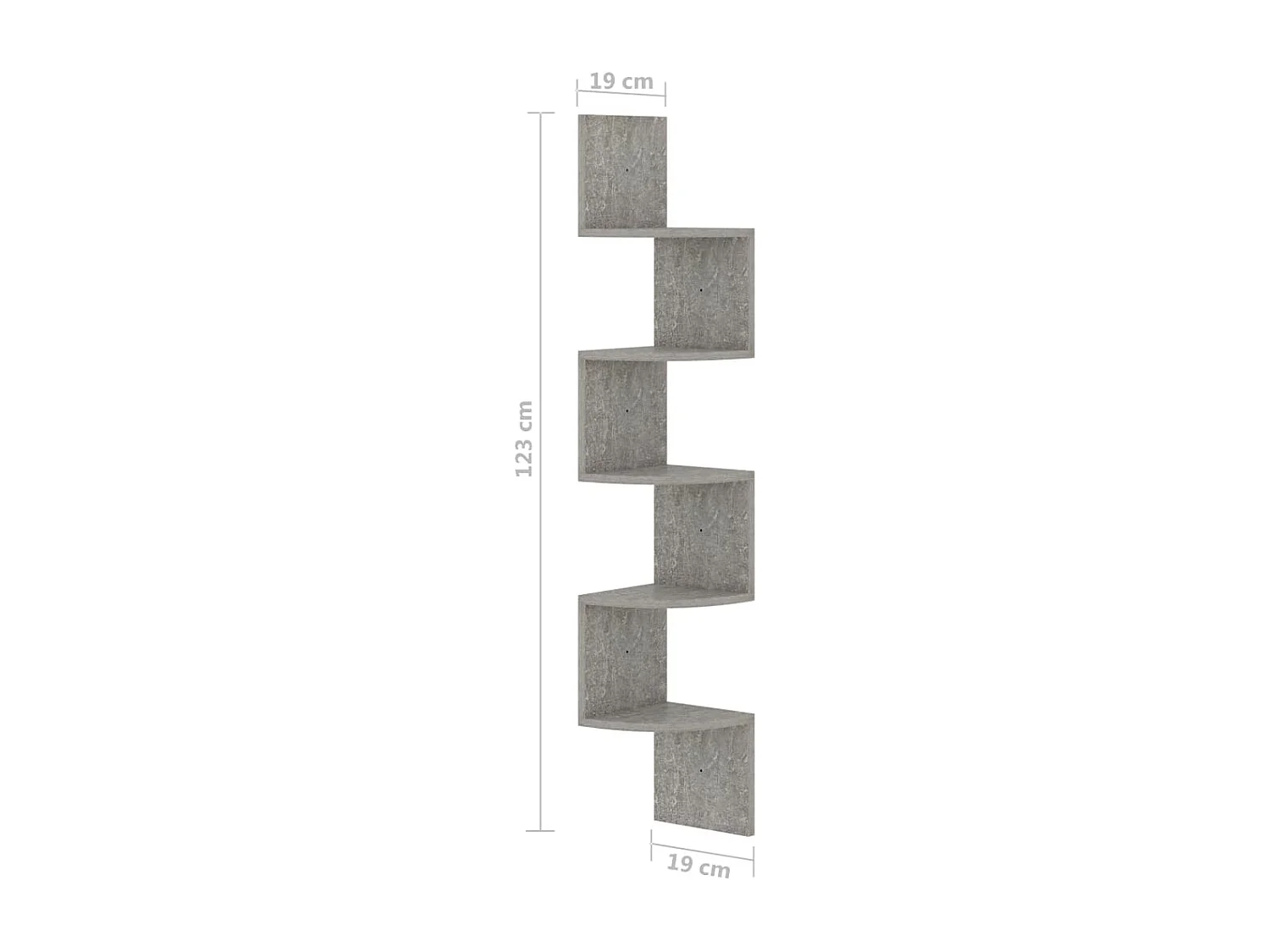 Hoekwandschap 19x19x123 cm bewerkt hout betongrijs