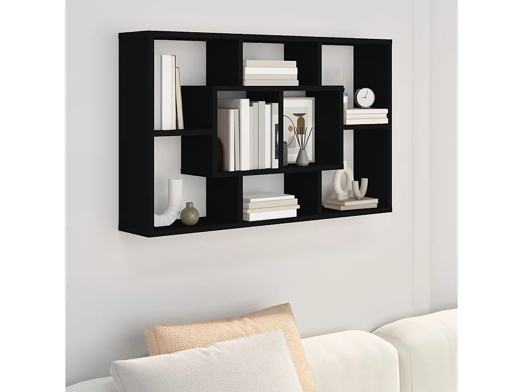 Wandschap 85x16x52,5 cm bewerkt hout zwart