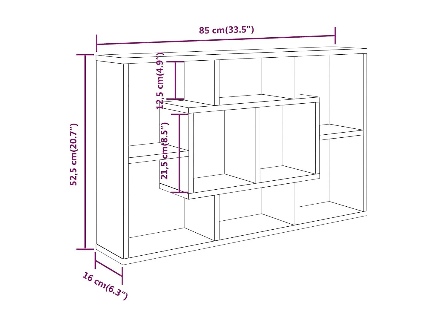 Estantería de pared madera contrachapada negra 85x16x52,5 cm