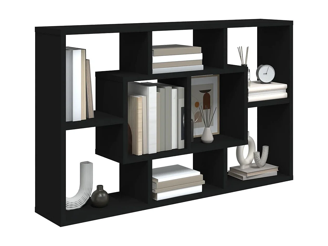 Estantería de pared madera contrachapada negra 85x16x52,5 cm