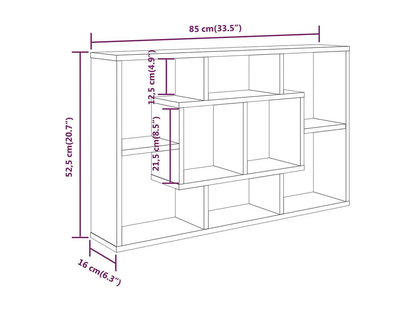 Scaffale a Parete Bianco 85x16x52,5 cm in Legno Multistrato