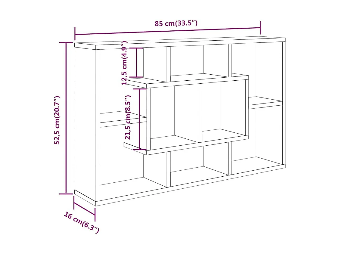 Wandregal Weiß 85x16x52,5 cm Holzwerkstoff