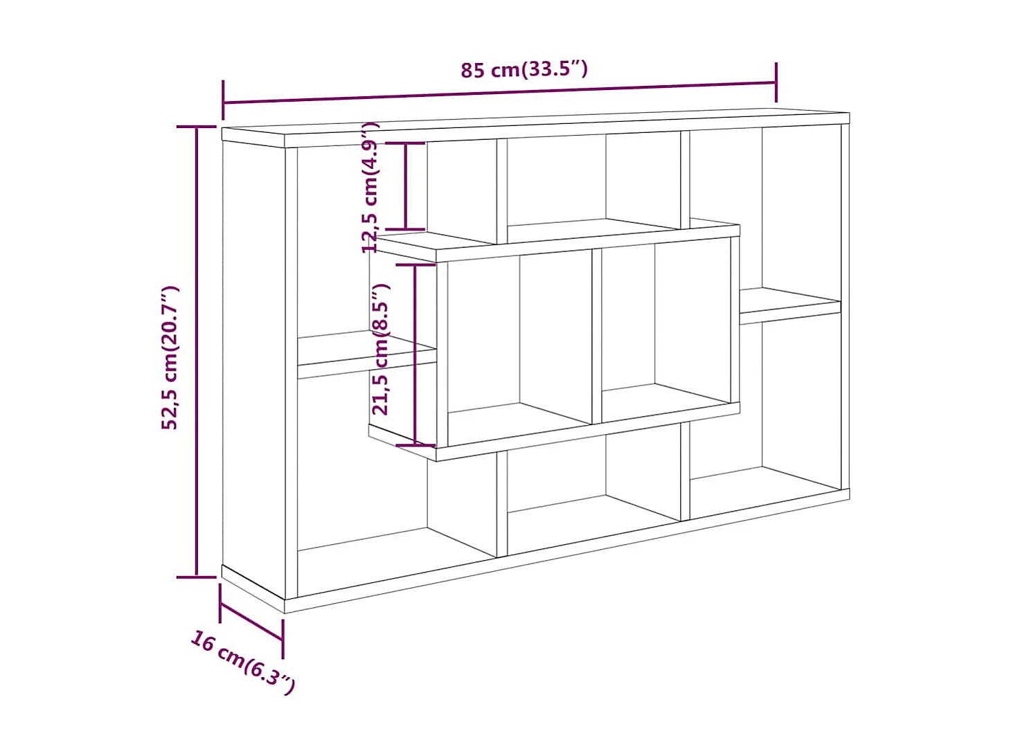 Wandregal Weiß 85x16x52,5 cm Holzwerkstoff