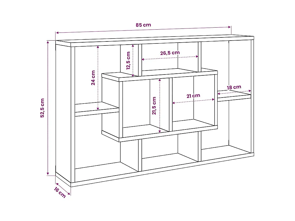 Étagère murale blanc 85x16x52,5 cm bois d'ingénierie