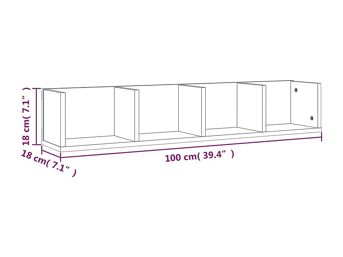 Mensola a Muro CD Rovere Marrone 100x18x18cm Legno Multistrato