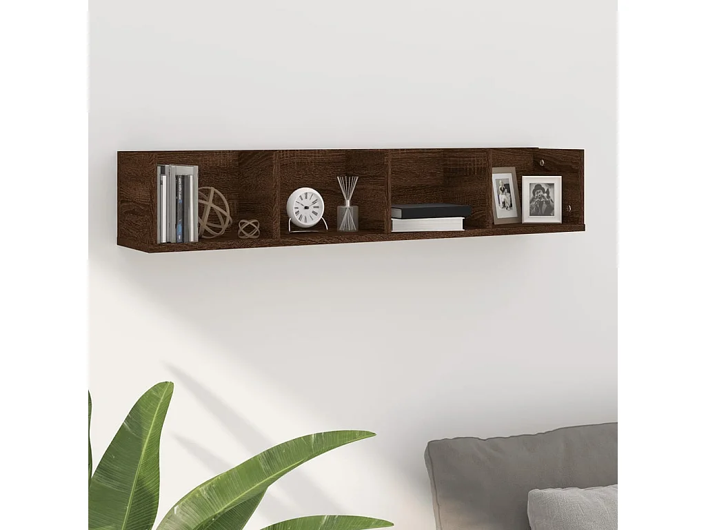 Wandschap CD 100x18x18 cm bewerkt hout bruin eikenkleur