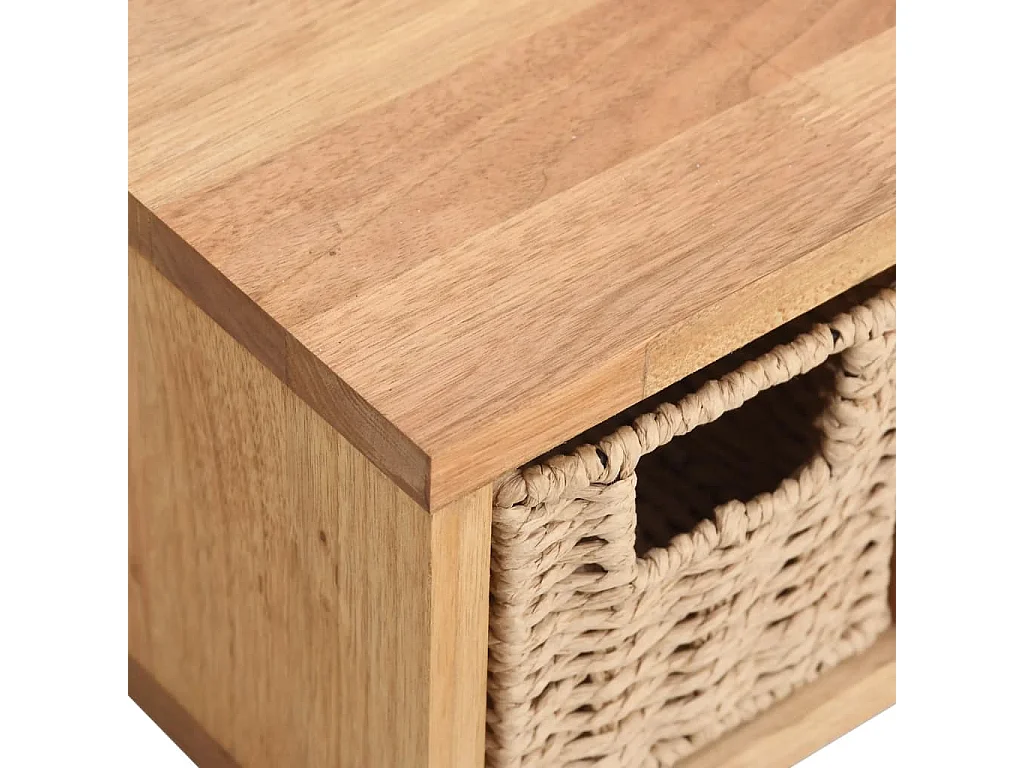 Estante de pared con cestas madera maciza nogal 62x18x16 cm
