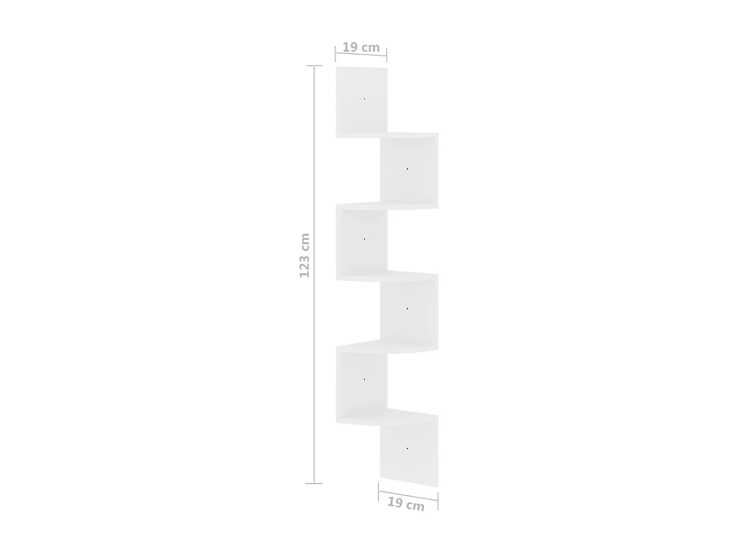 Estante de canto p/ parede derivados madeira branco brilhante