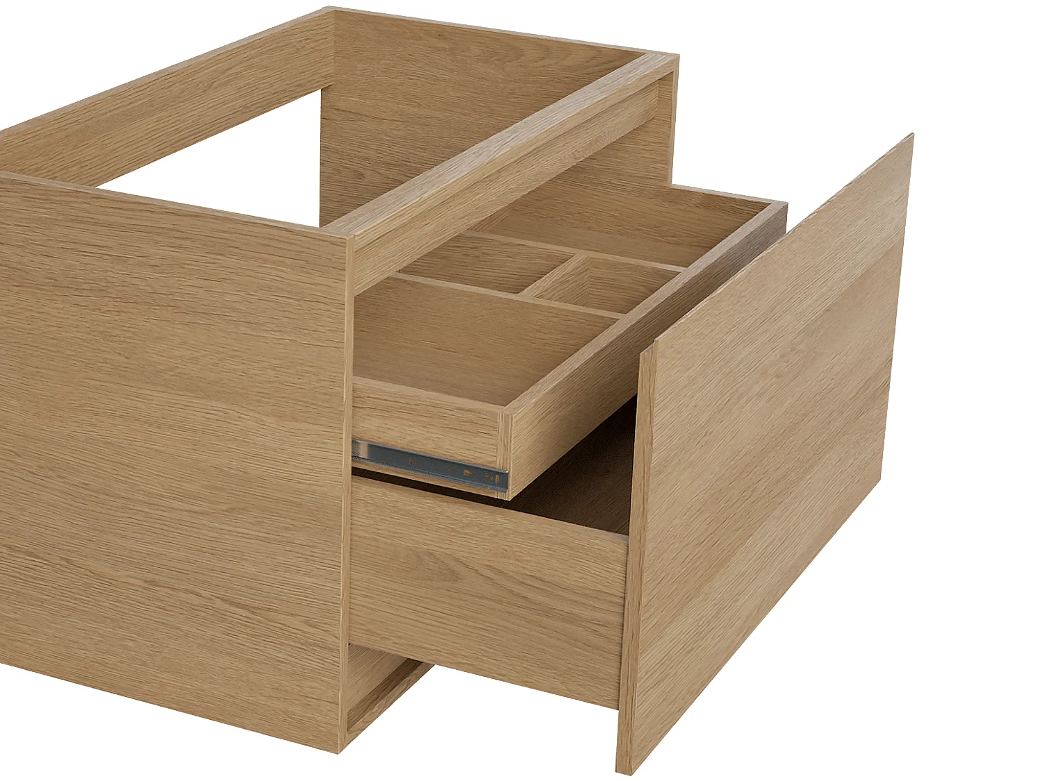 Meuble de salle de bain suspendu avec vasque à poser en pierre - Placage chêne - 80 cm - MESLIVA