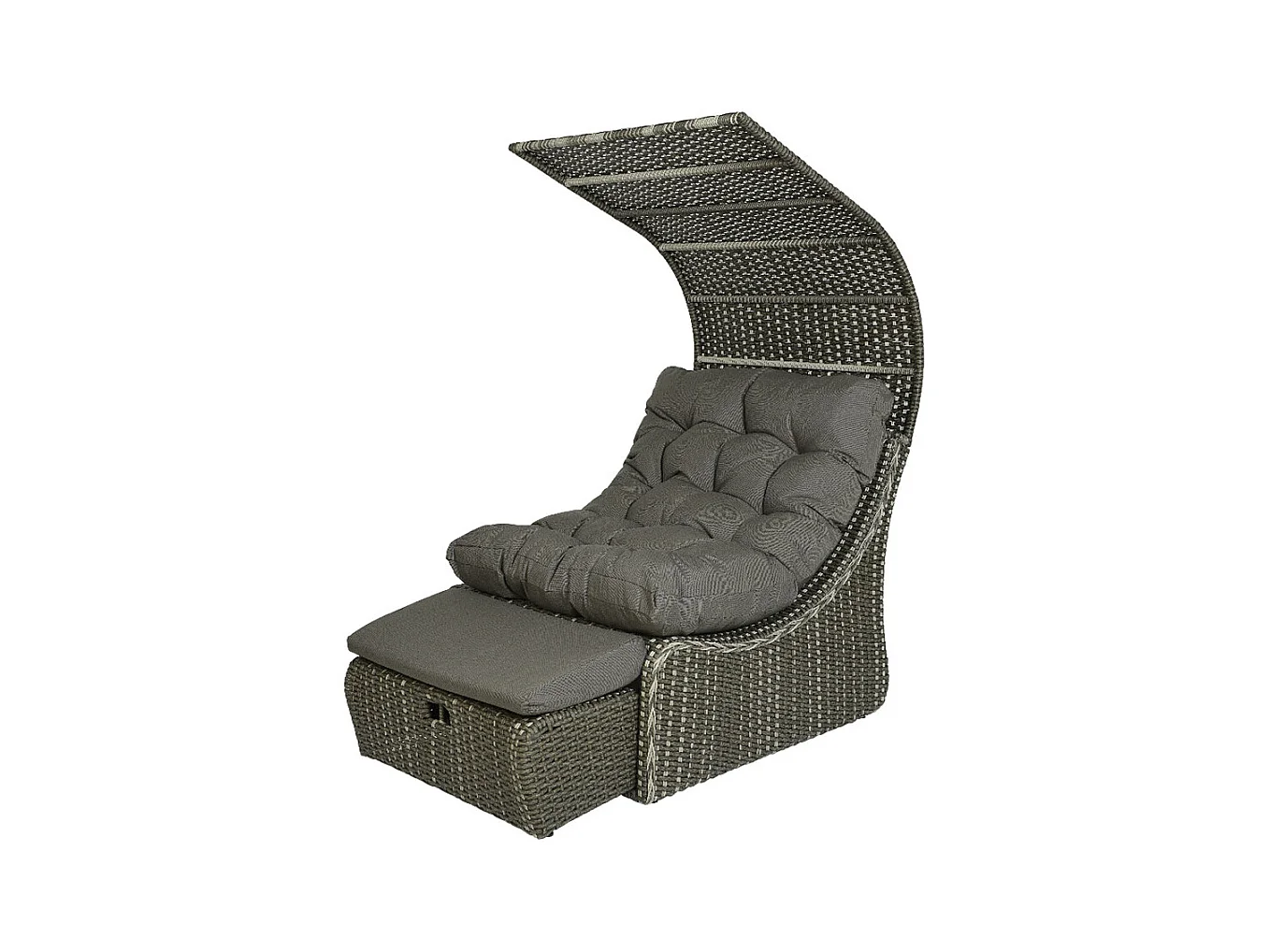 Lit extérieur pour jardin en résine tressée gris Siesta - Jardideco