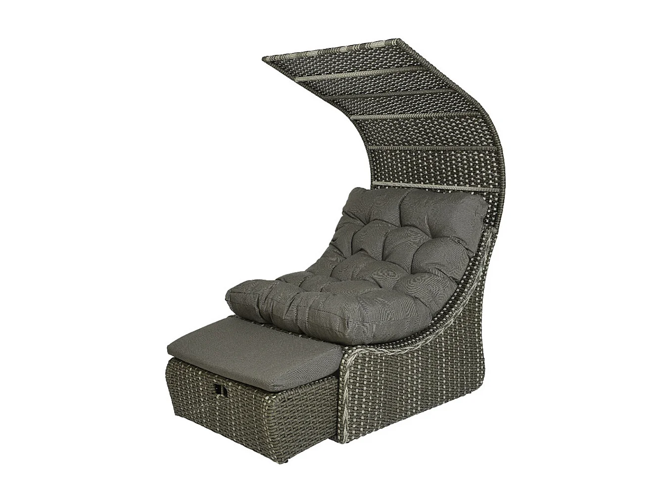 Lit extérieur pour jardin en résine tressée gris Siesta - Jardideco