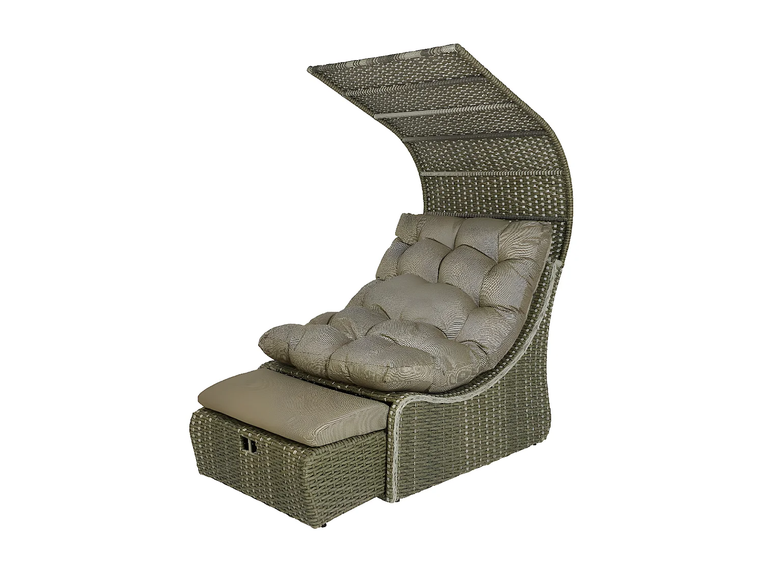 Lit extérieur pour jardin en résine tressée taupe Siesta - Jardideco