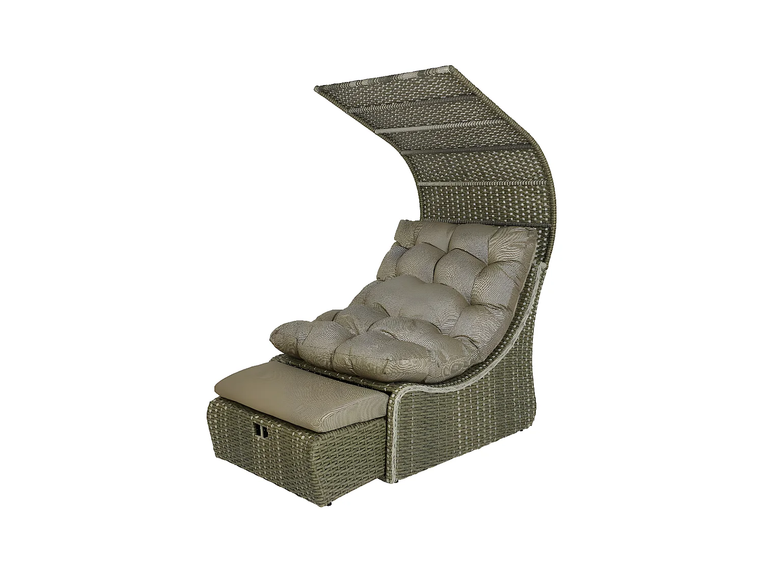 Lit extérieur pour jardin en résine tressée taupe Siesta - Jardideco