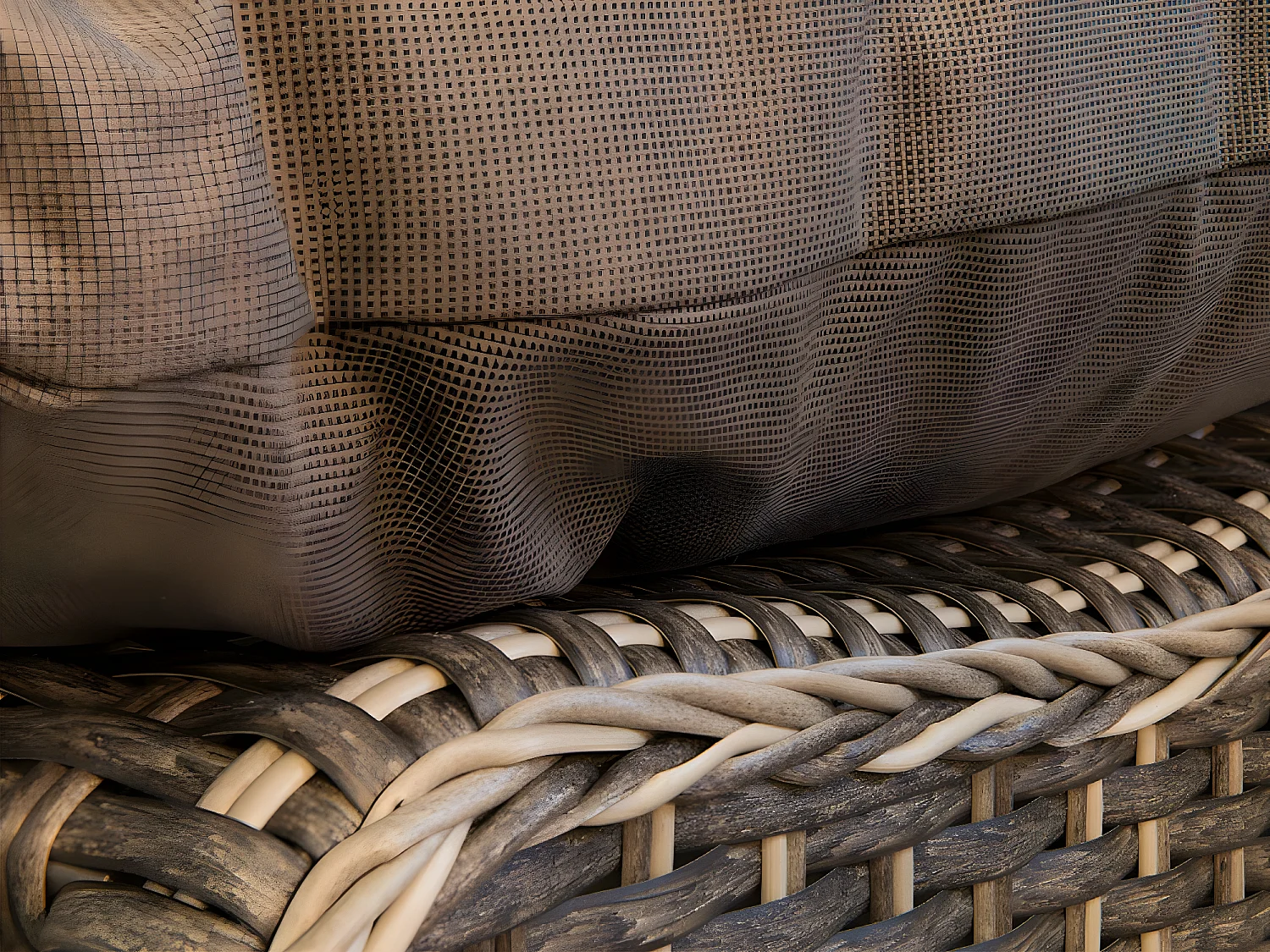 Lit extérieur pour jardin en résine tressée taupe Siesta - Jardideco