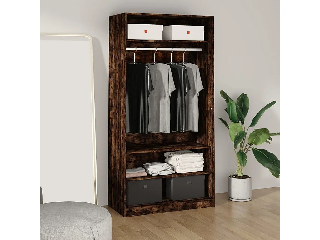 Kleiderschrank Räuchereiche 100x50x200 cm Holzwerkstoff