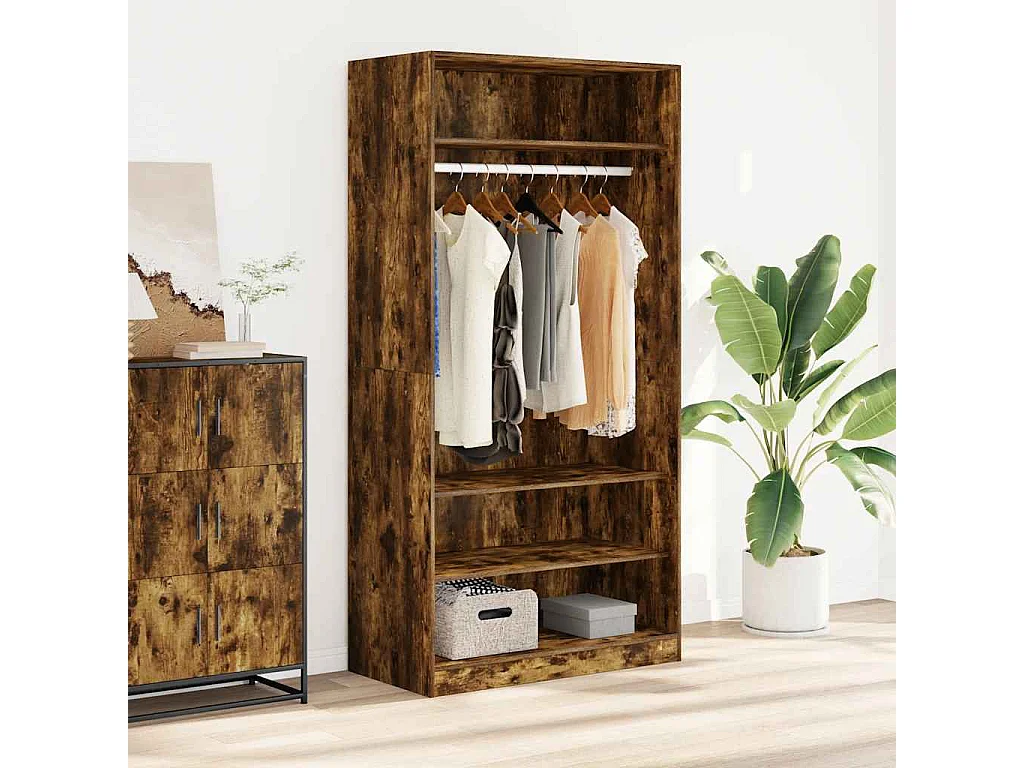 Garde-robe chêne fumé 100x50x200 cm bois d'ingénierie