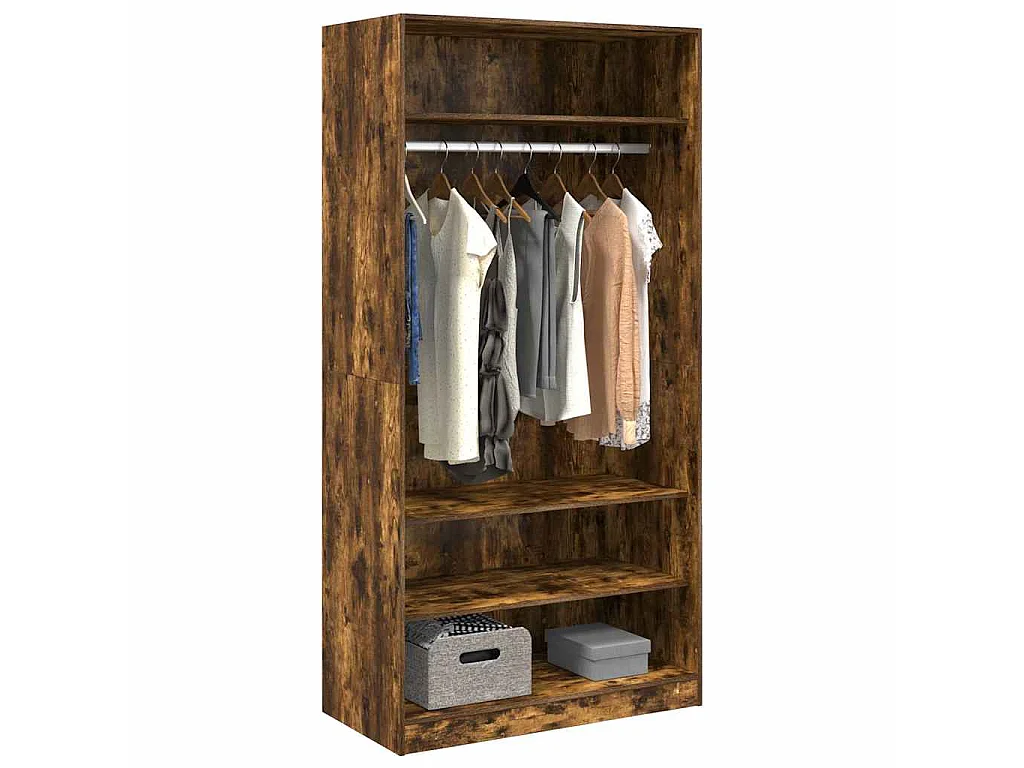 Garde-robe chêne fumé 100x50x200 cm bois d'ingénierie