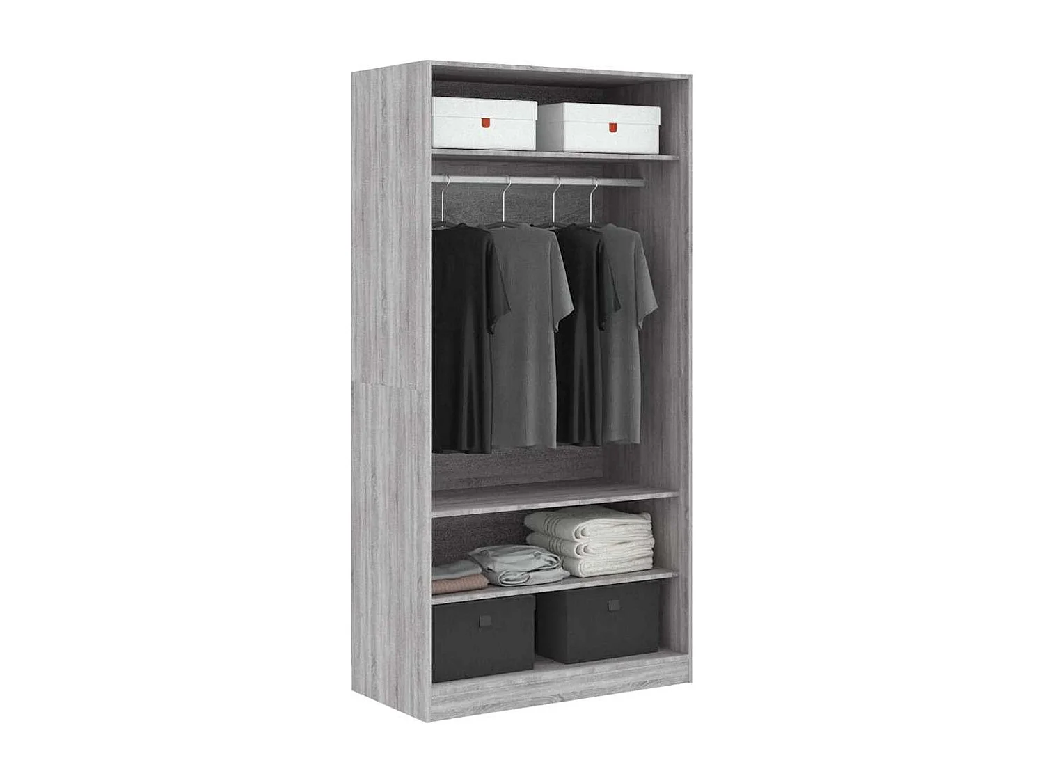 Kledingkast 100x50x200 cm bewerkt hout grijs sonoma eikenkleur