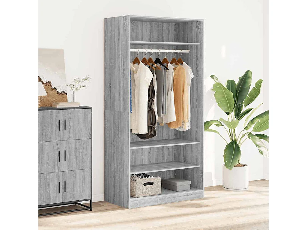 Armario de madera contrachapada gris Sonoma 100x50x200 cm