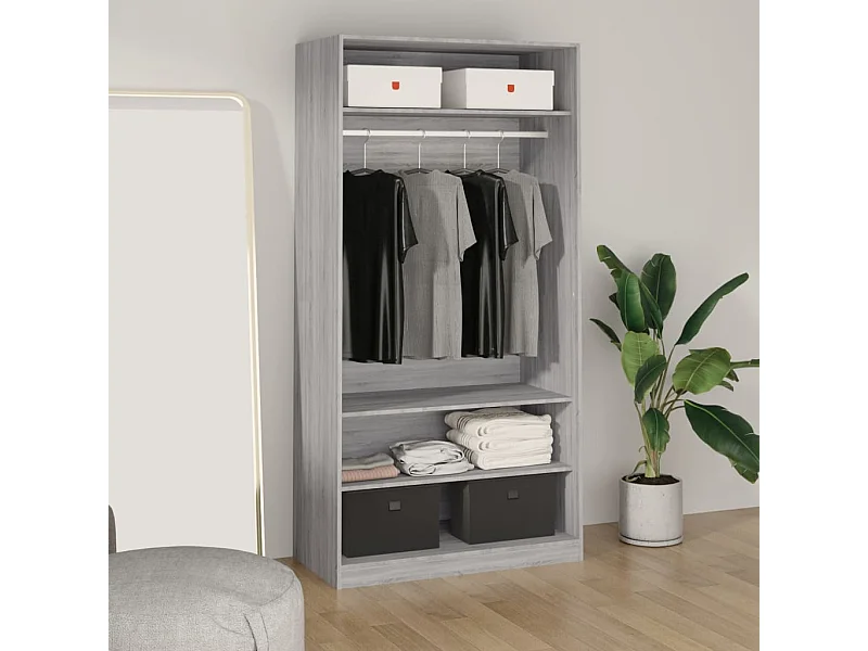 Roupeiro 100x50x200 cm derivados de madeira cinzento sonoma