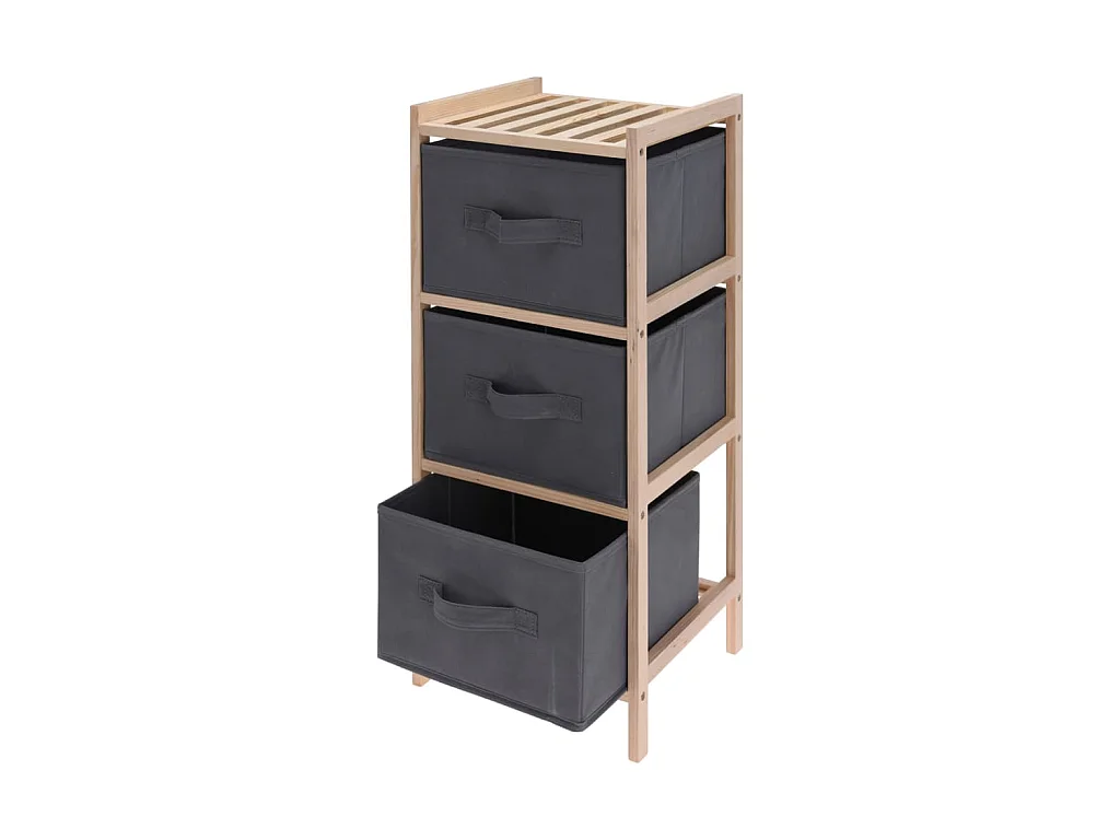 Armoire de rangement avec 3 boîtes de rangement Gris foncé