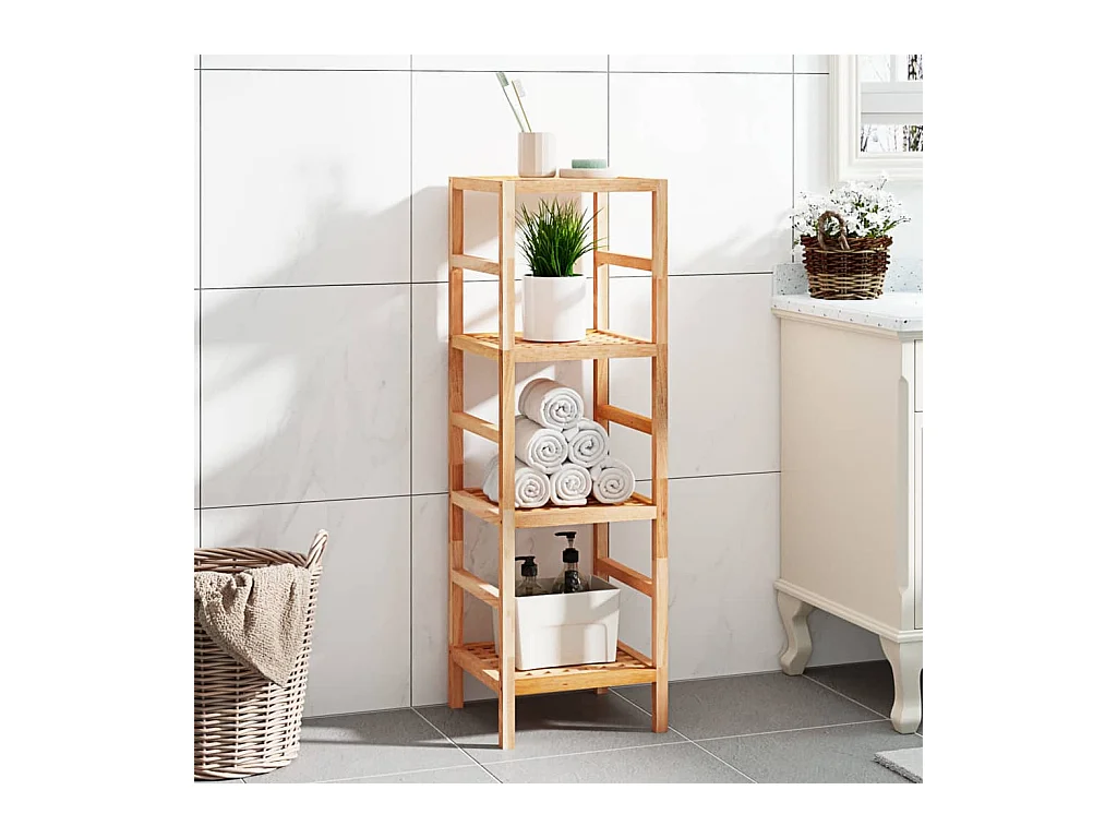 Étagère de salle de bain 35,5x35,5x112,5cm Bois massif de noyer
