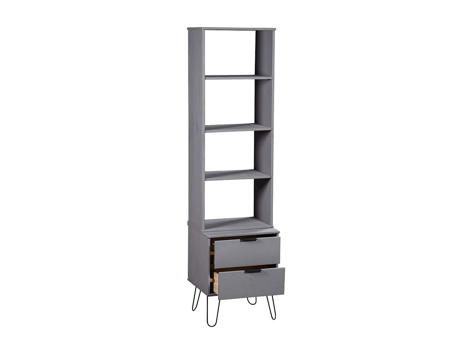 Bibliothèque New York Gris Bois de pin massif