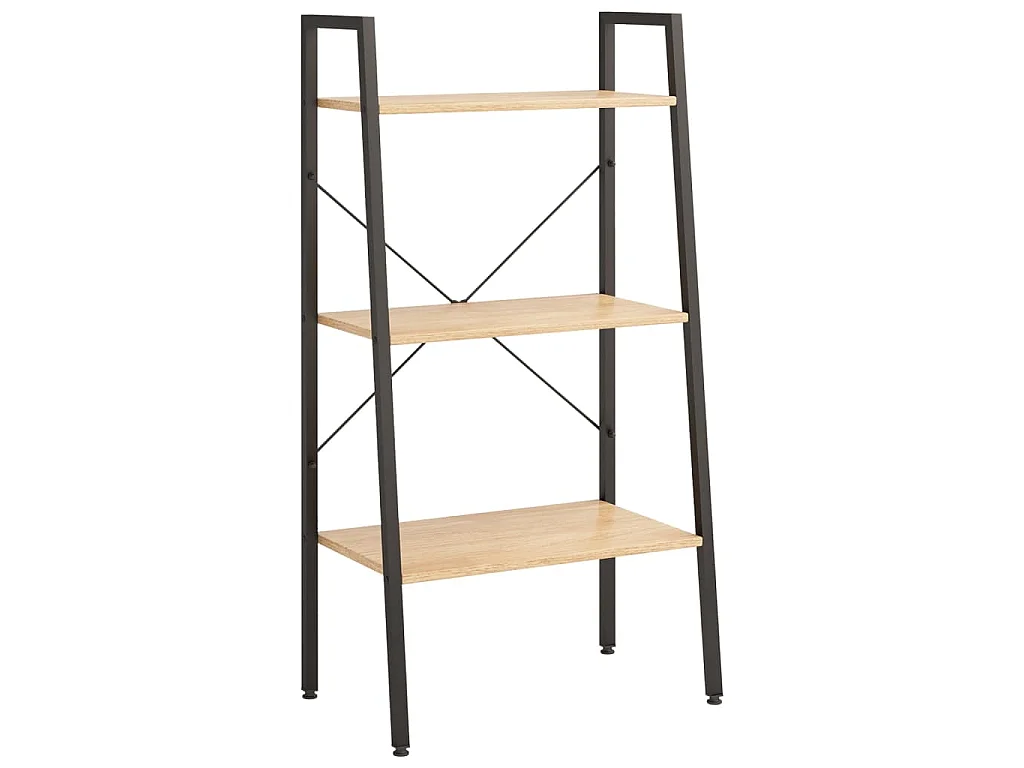 Scaffale Autoportante 3 Ripiani Marrone Chiaro Nero 56x35x108cm