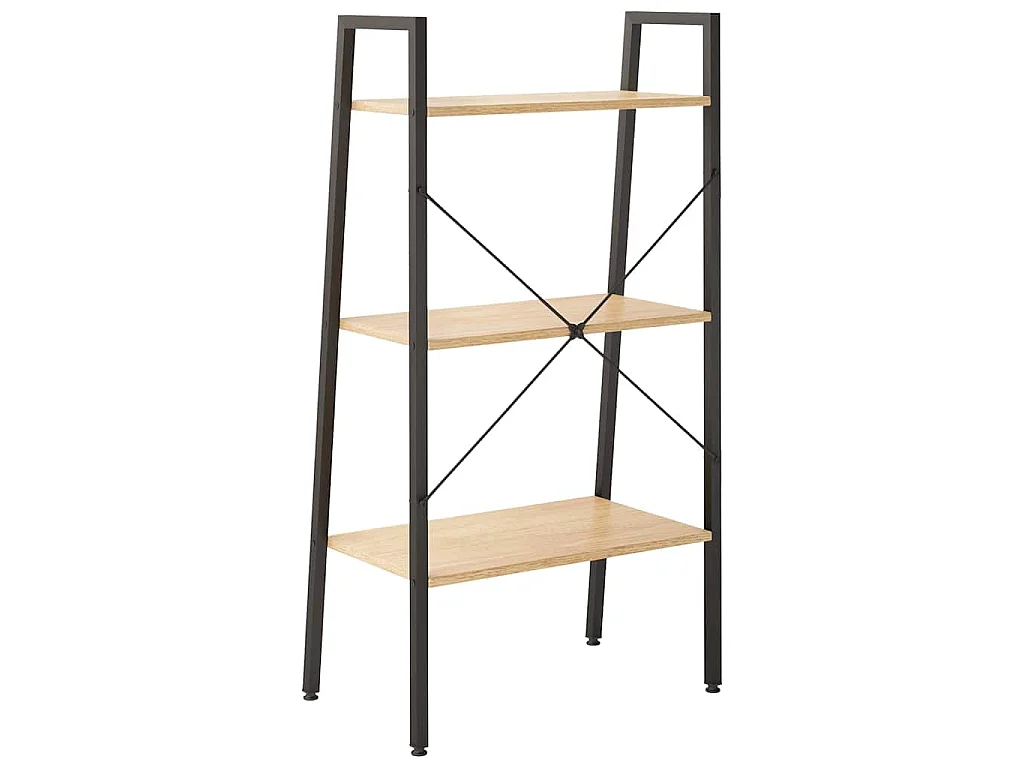 Estante de pé 3 prateleiras 56x35x108 cm castanho-claro e preto