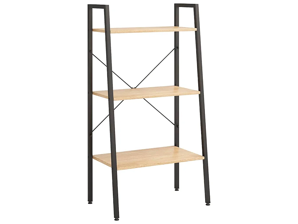 Étagère sur pied 3 niveaux Marron clair et noir 56x35x108 cm