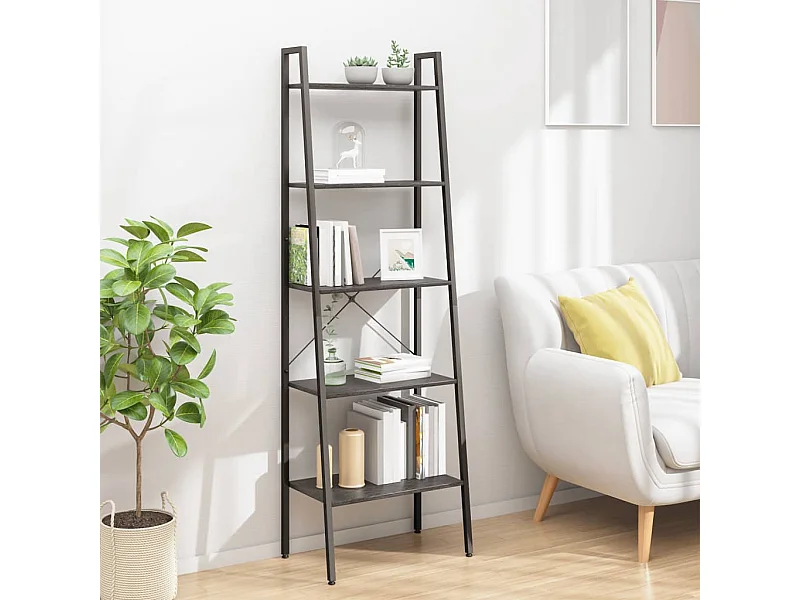 Estantería de pie 5 baldas negra 56x35x174 cm