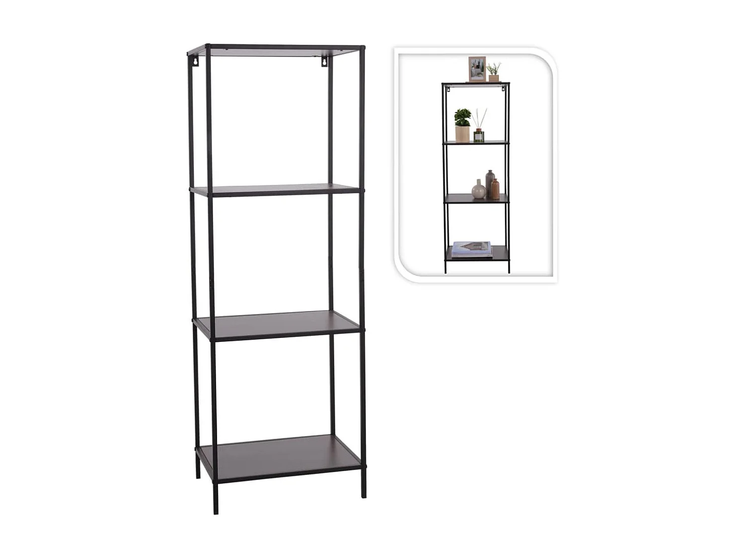 EstanterÃ­a abierta 3 alturas negro 45x30x130 cm