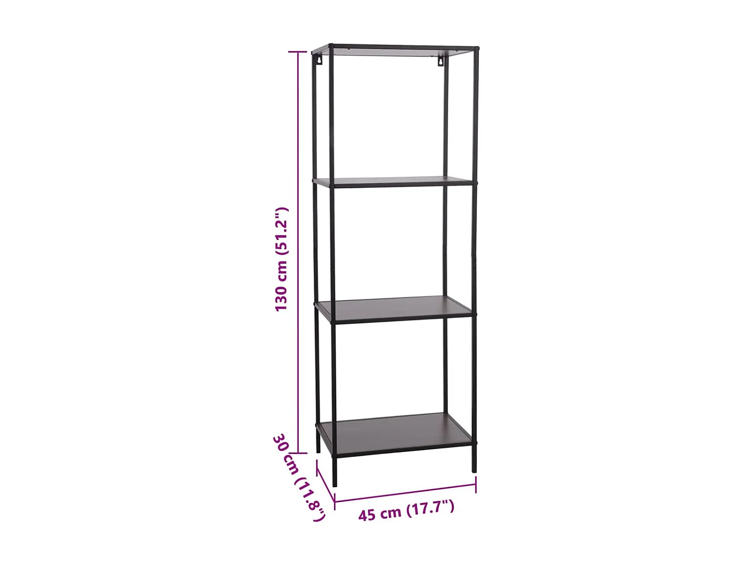EstanterÃ­a abierta 3 alturas negro 45x30x130 cm