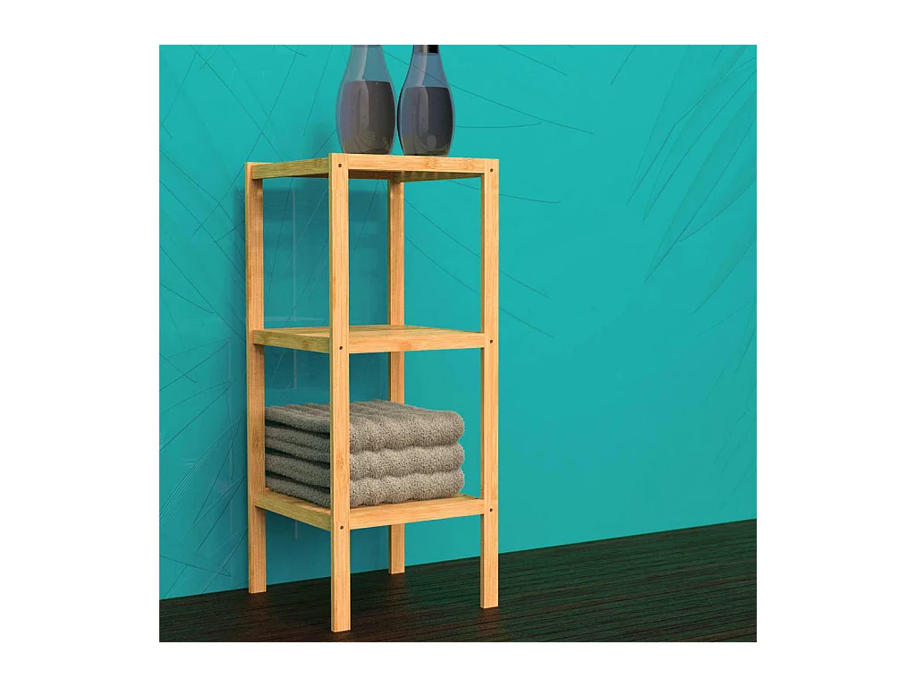 Estante de baño 3 compartimentos bambú 34x33x80 cm