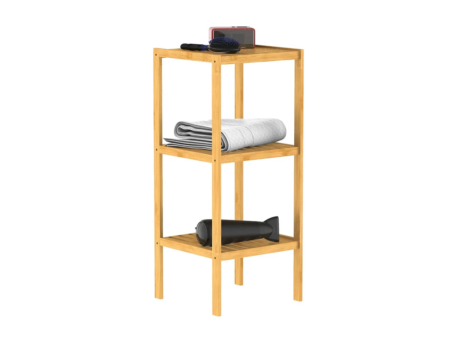 Scaffale da Bagno con 3 Scomparti Bambù 34x33x80 cm