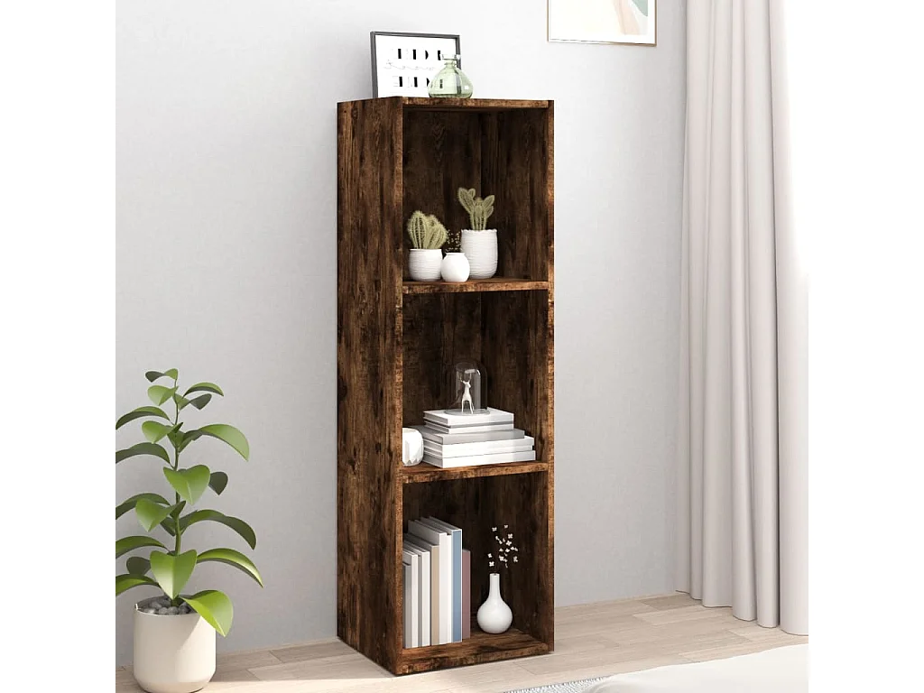 Bibliothèque/Meuble TV chêne fumé 36x30x114cm bois d'ingénierie