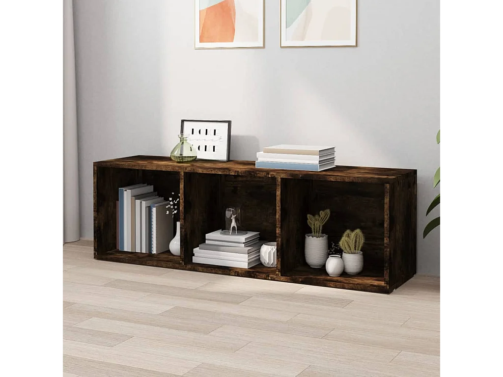 Bibliothèque/Meuble TV chêne fumé 36x30x114cm bois d'ingénierie