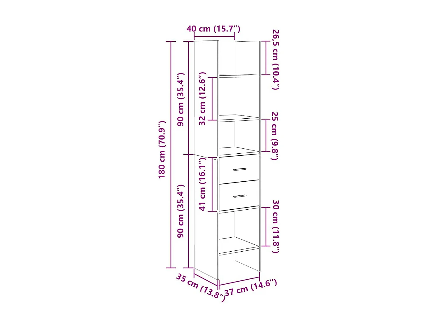 Boekenkast 40x35x180 cm bewerkt hout zwart