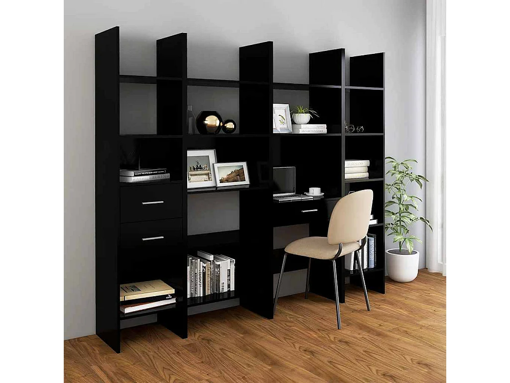 Bibliothèque Noir 40x35x180 cm Bois d’ingénierie