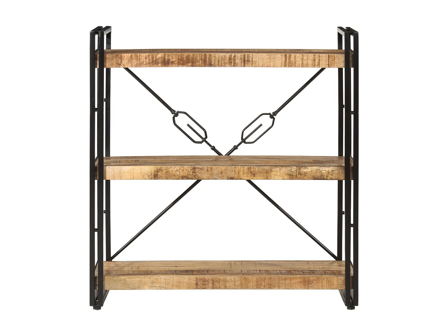 Bücherregal 3 Fächer 77x30x80 cm Massivholz Mango und Eisen