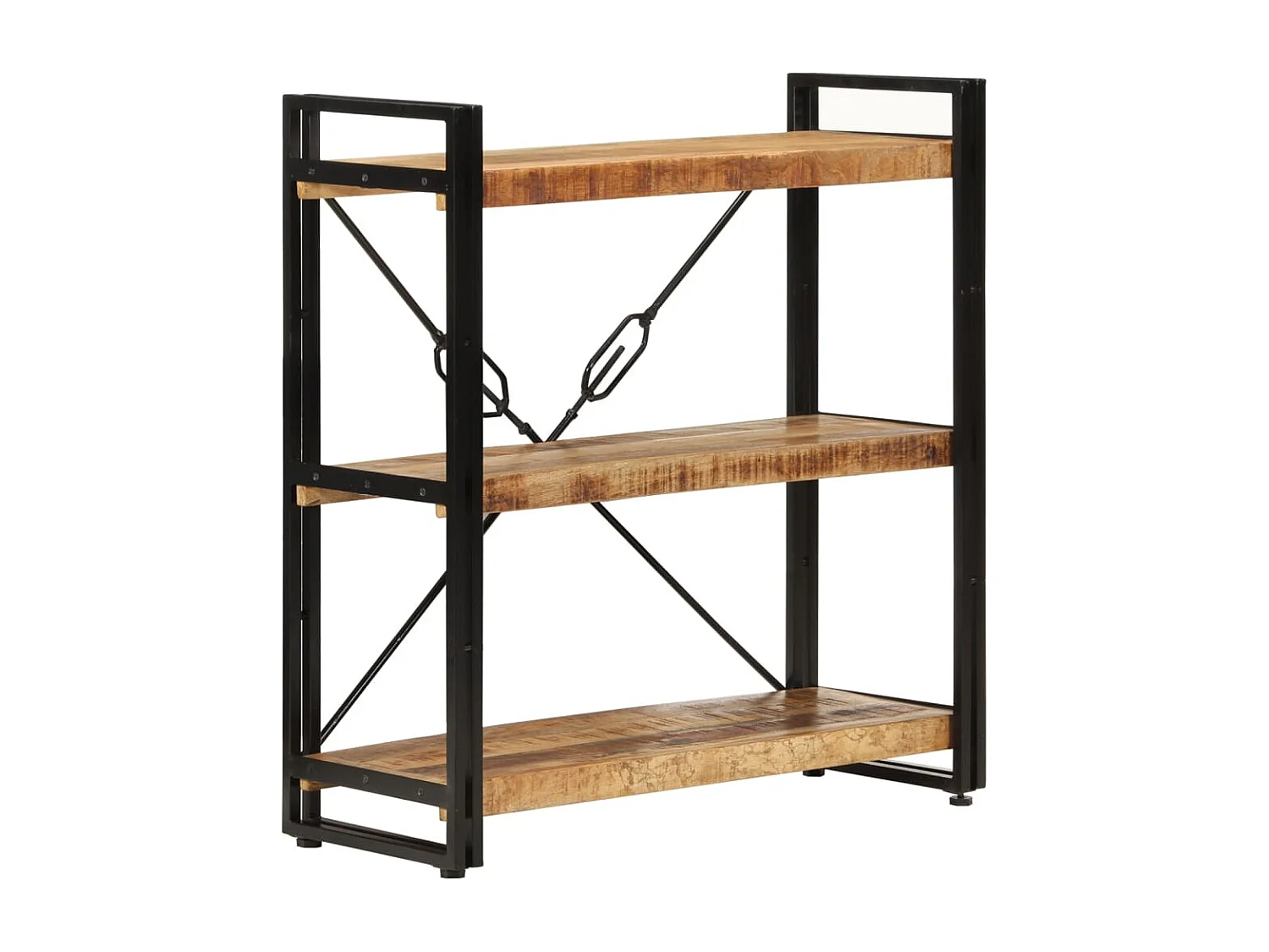 Bücherregal 3 Fächer 77x30x80 cm Massivholz Mango und Eisen