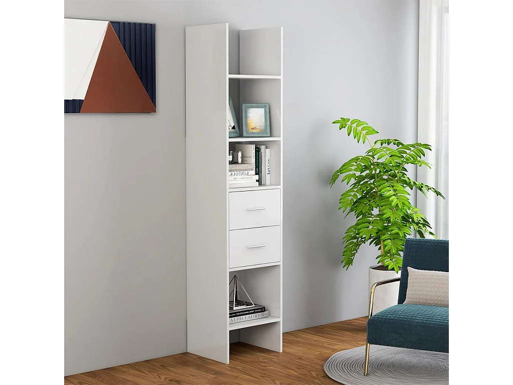 Bibliothèque Blanc brillant 40x35x180 cm Bois d’ingénierie