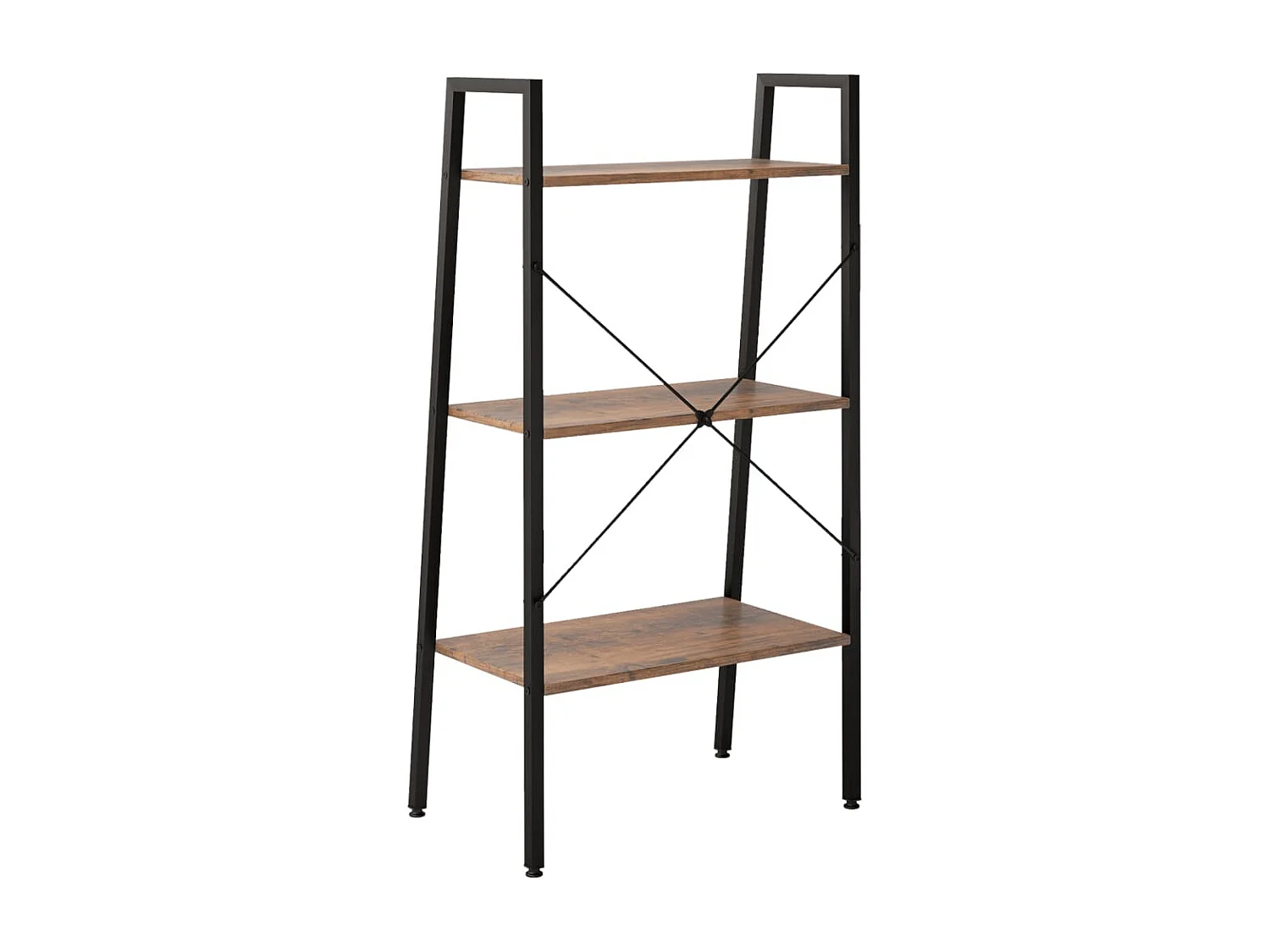 Standregal mit 3 Böden Dunkelbraun und Schwarz 56x35x108 cm