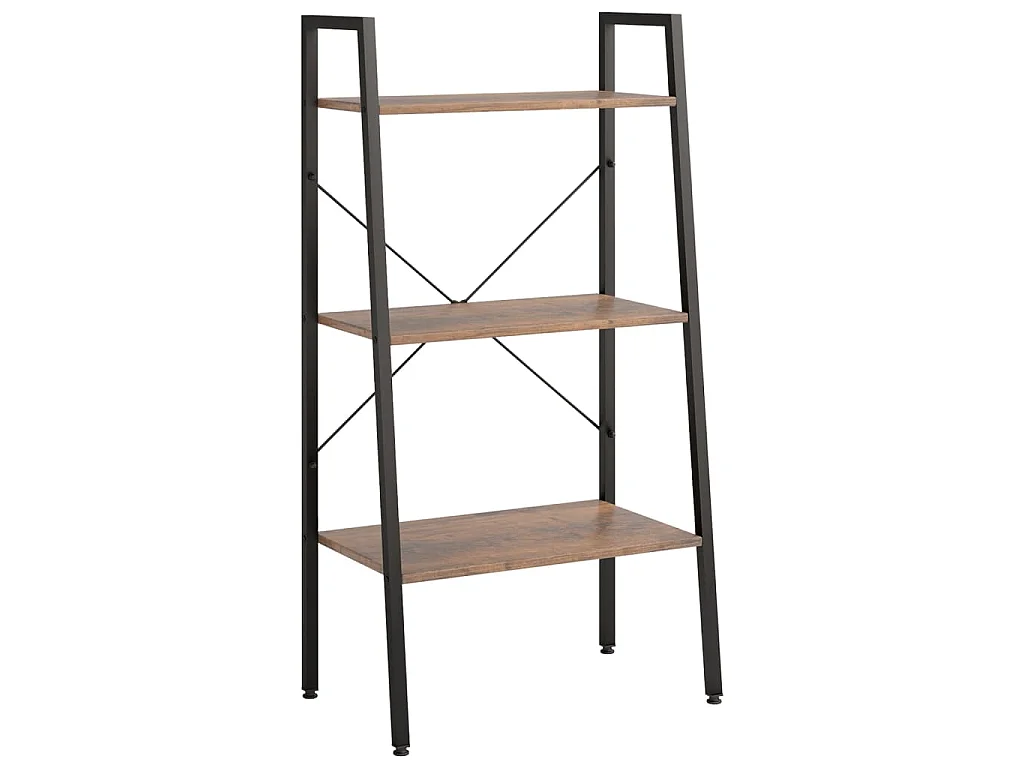 Scaffale Autoportante 3 Ripiani Marrone Scuro Nero 56x35x108 cm