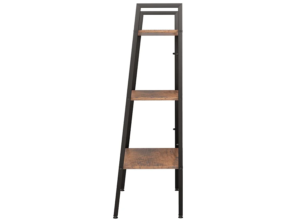 Scaffale Autoportante 3 Ripiani Marrone Scuro Nero 56x35x108 cm