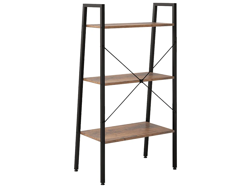 Scaffale Autoportante 3 Ripiani Marrone Scuro Nero 56x35x108 cm