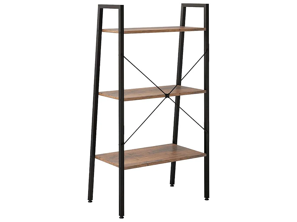 Étagère sur pied 3 niveaux Marron foncé et noir 56x35x108 cm